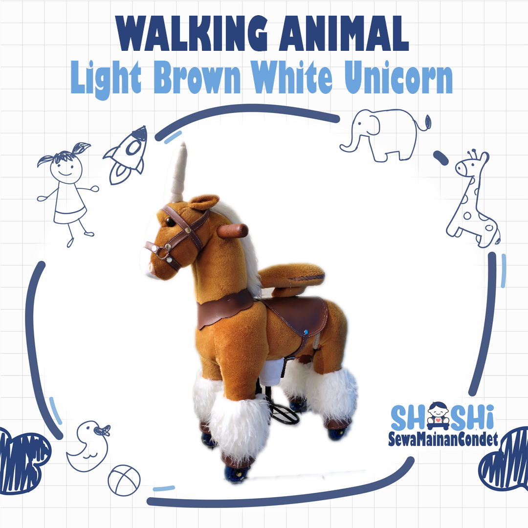 WALKING ANIMAL LIGHT BROWN WHITE UNICORN