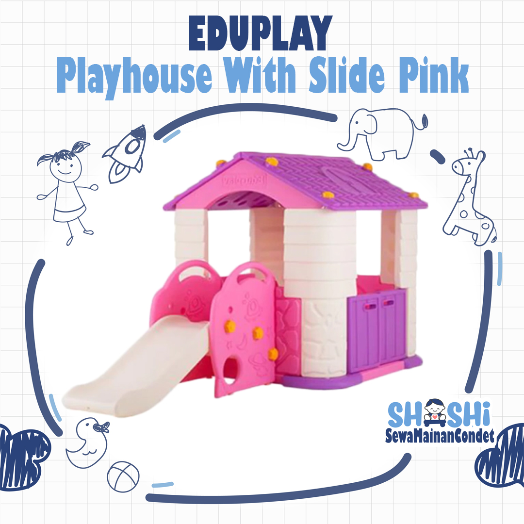 EDUPLAY PLAYHOUSE WITH SLIDE PINK